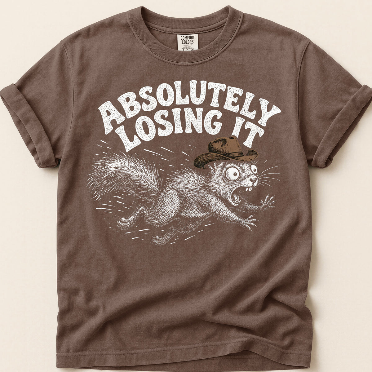 Absolutely Losing It Squirrel Tee on Espresso