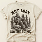 Avoiding People Bigfoot T-Shirt on Ivory