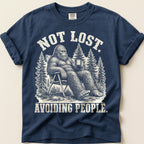 Avoiding People Bigfoot T-Shirt on Navy