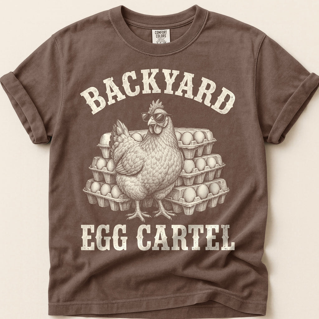 Backyard Egg Cartel T-Shirt on Espresso