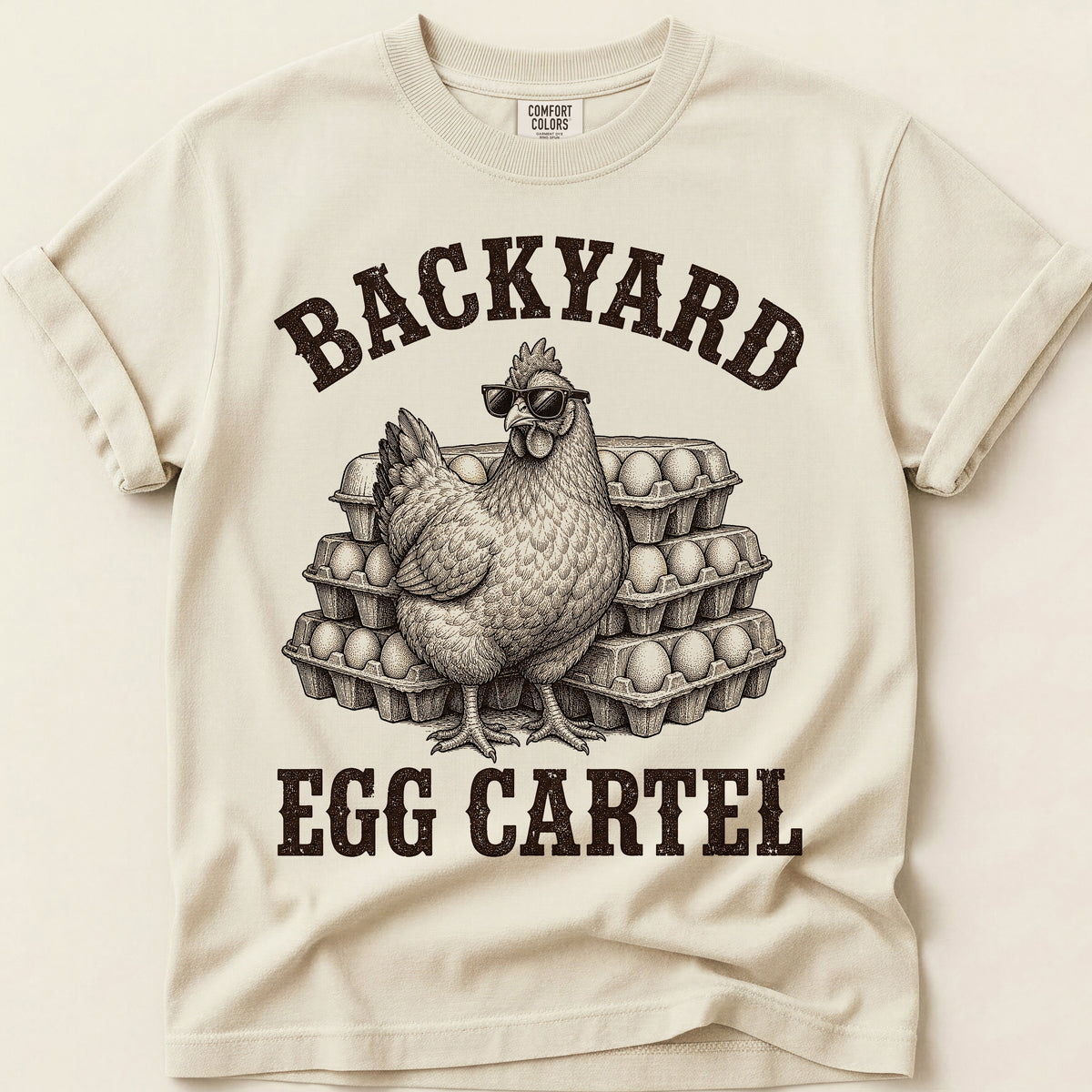 Backyard Egg Cartel T-Shirt on Ivory