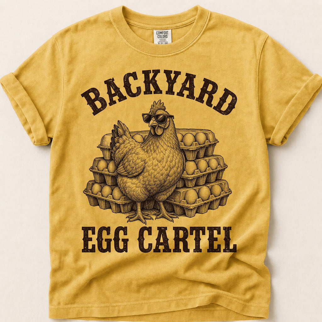 Backyard Egg Cartel T-Shirt on Mustard