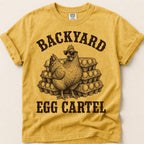 Backyard Egg Cartel T-Shirt on Mustard