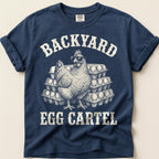 Backyard Egg Cartel T-Shirt on Navy