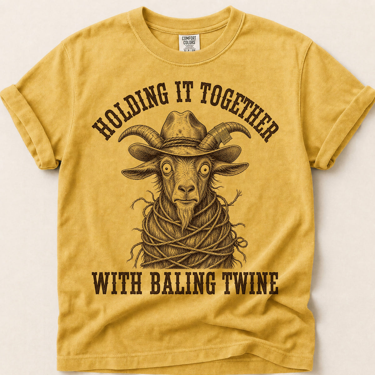 Baling Twine T-Shirt on Mustard