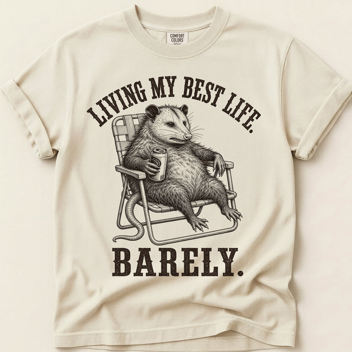 Best Life Barely Possum T-Shirt on Ivory