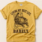 Best Life Barely Possum T-Shirt on Mustard
