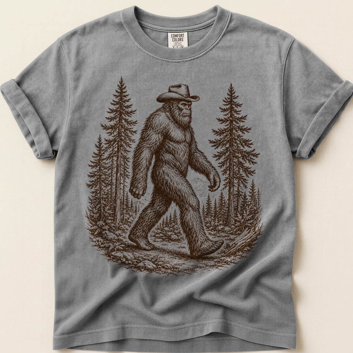 Bigfoot Portrait Tee on Grey