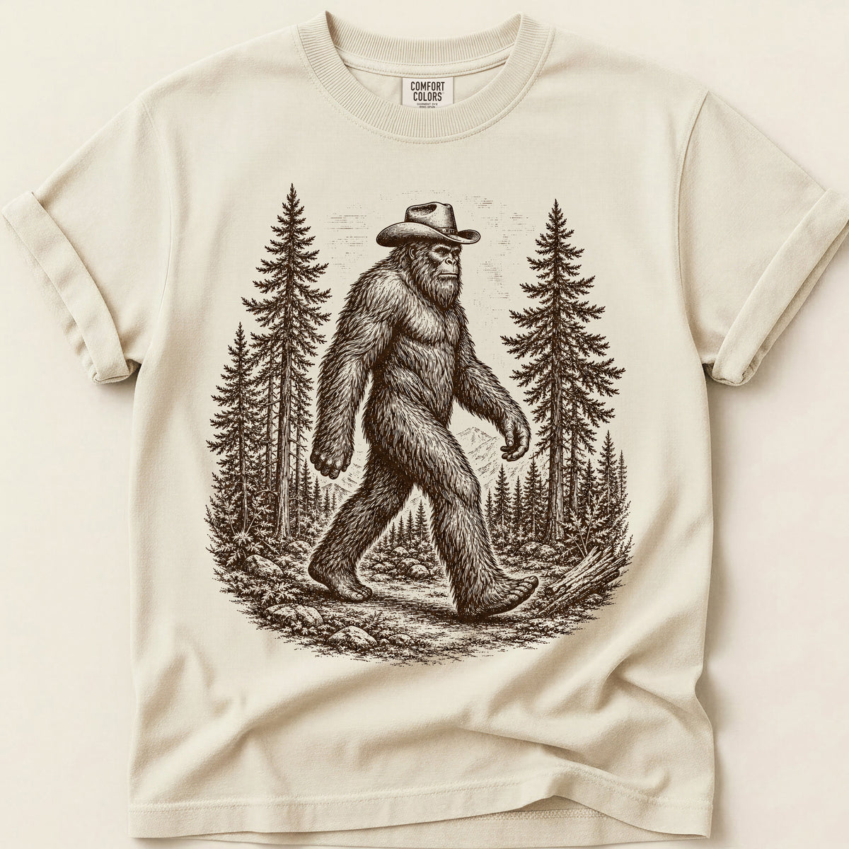 Bigfoot Portrait Tee on Ivory