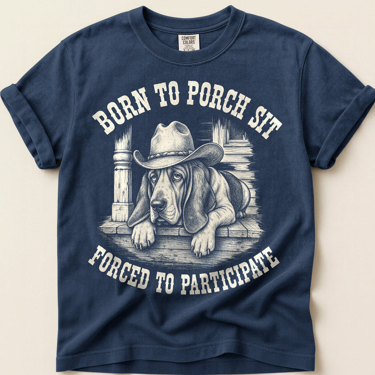 Born To Porch Sit T-Shirt on Navy