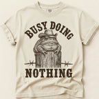 Busy Doing Nothing Toad T-Shirt on Ivory