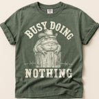 Busy Doing Nothing Toad T-Shirt on Moss