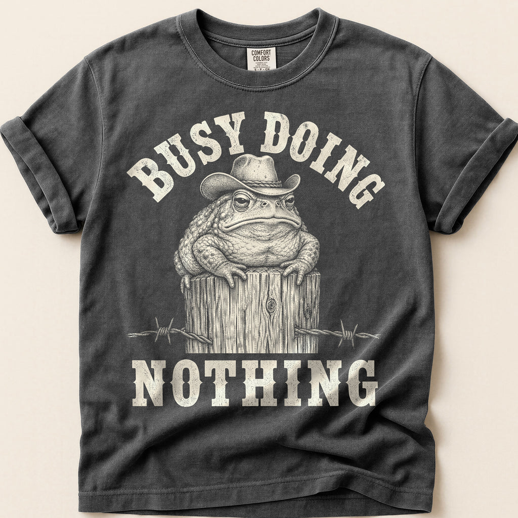 Busy Doing Nothing Toad T-Shirt on Pepper