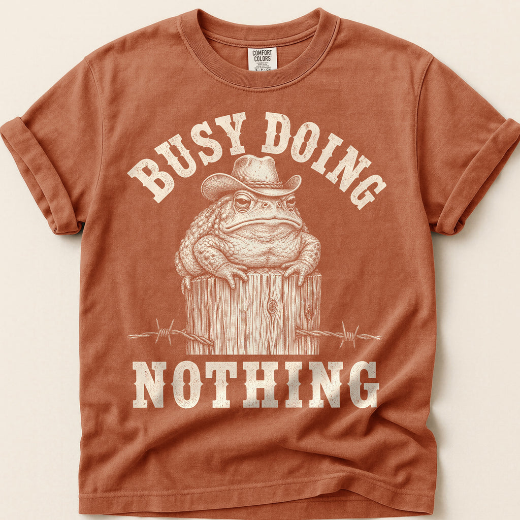 Busy Doing Nothing Toad T-Shirt on Yam