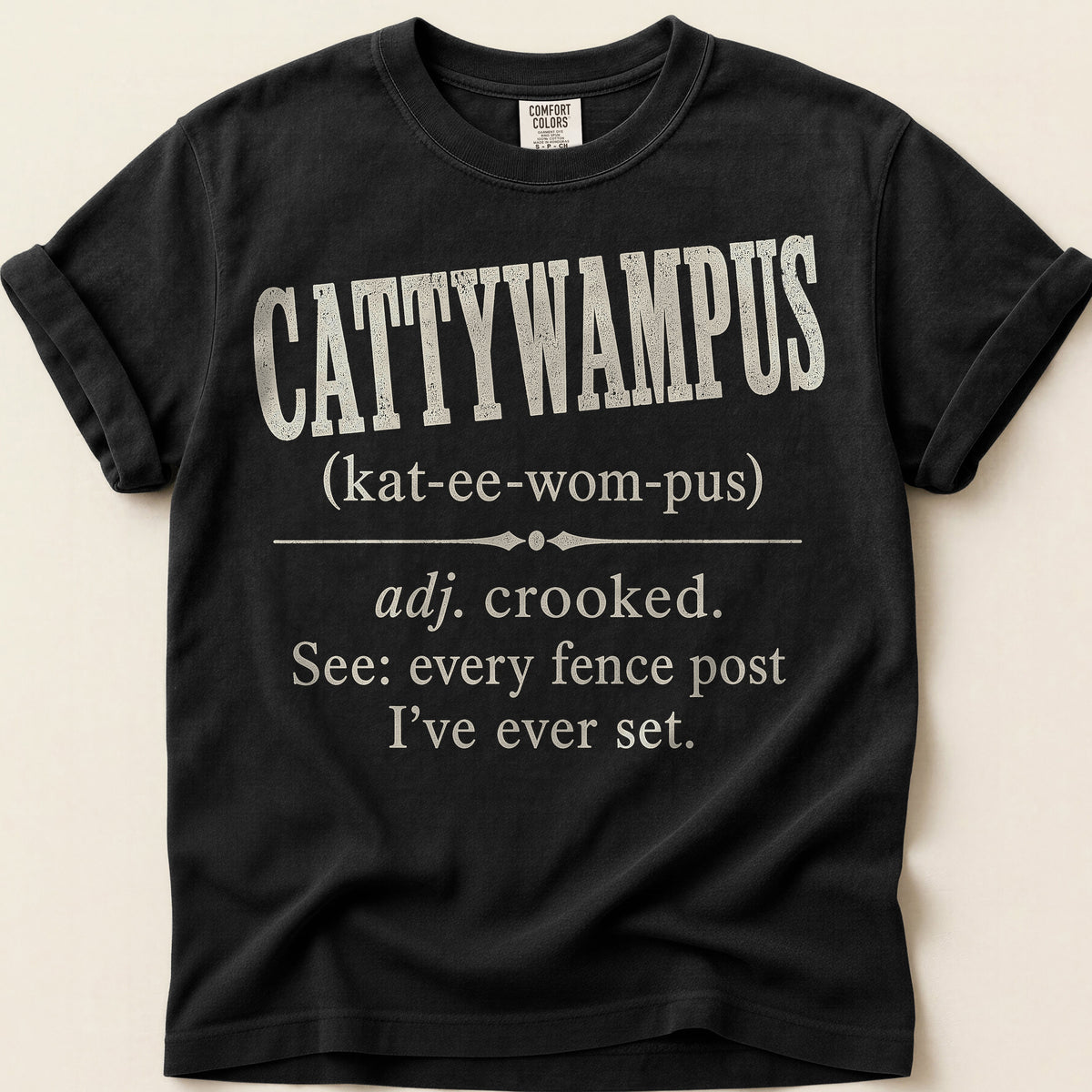 Cattywampus Definition T-Shirt on Black