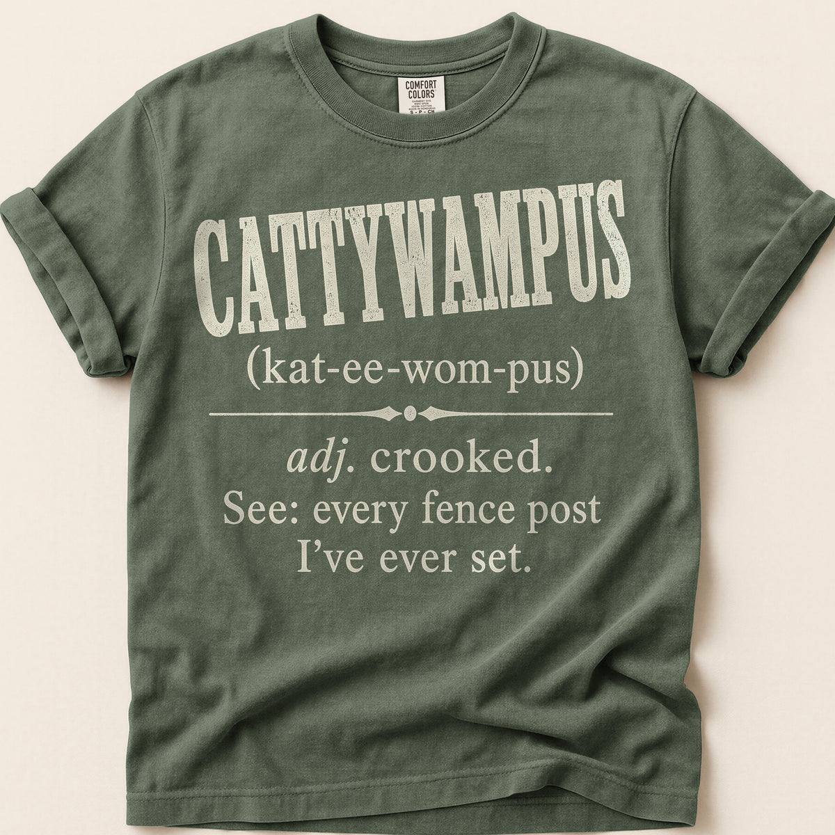 Cattywampus Definition T-Shirt on Moss