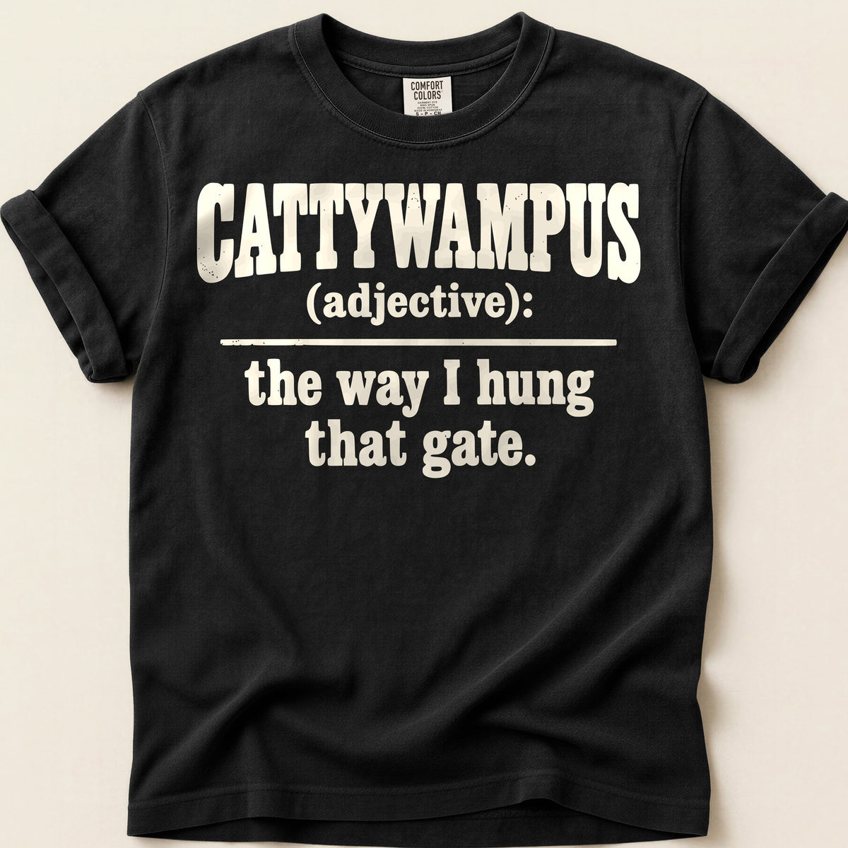 Cattywampus Gate Definition T-Shirt on Black