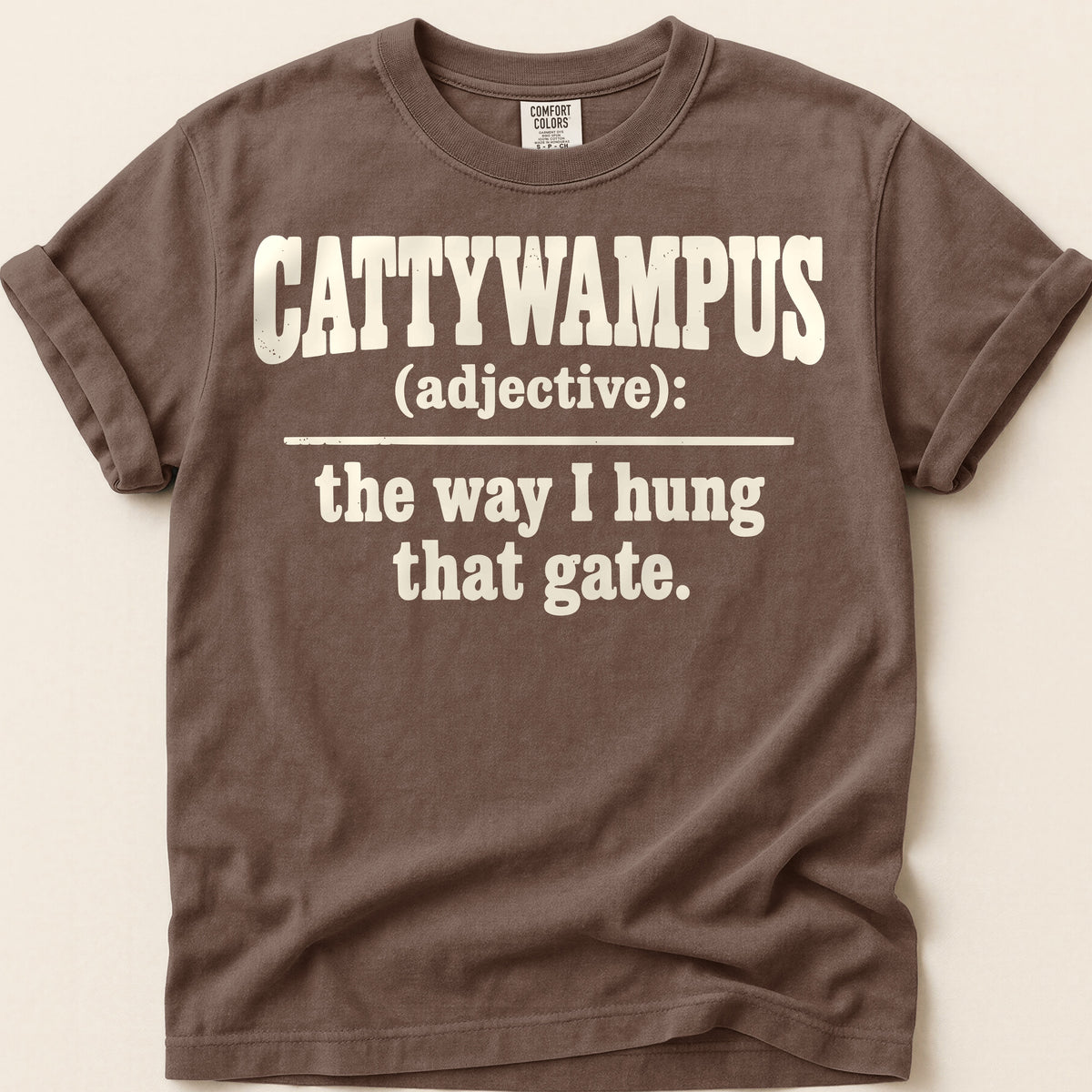 Cattywampus Gate Definition T-Shirt on Espresso