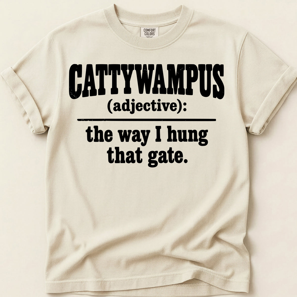 Cattywampus Gate Definition T-Shirt on Ivory