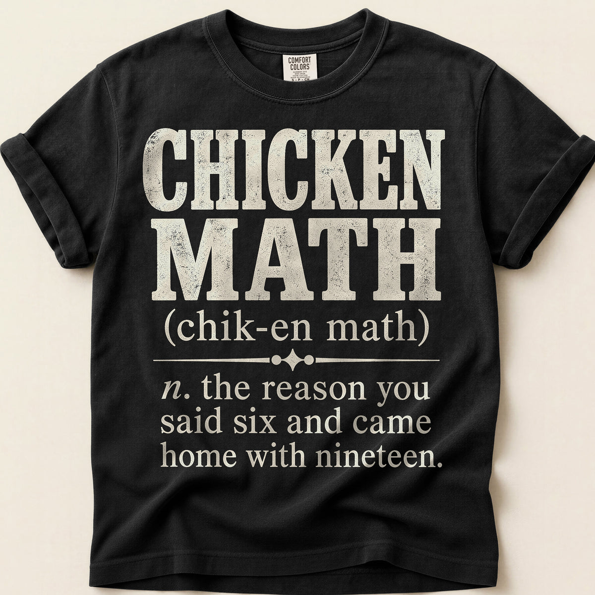 Chicken Math Definition T-Shirt on Black