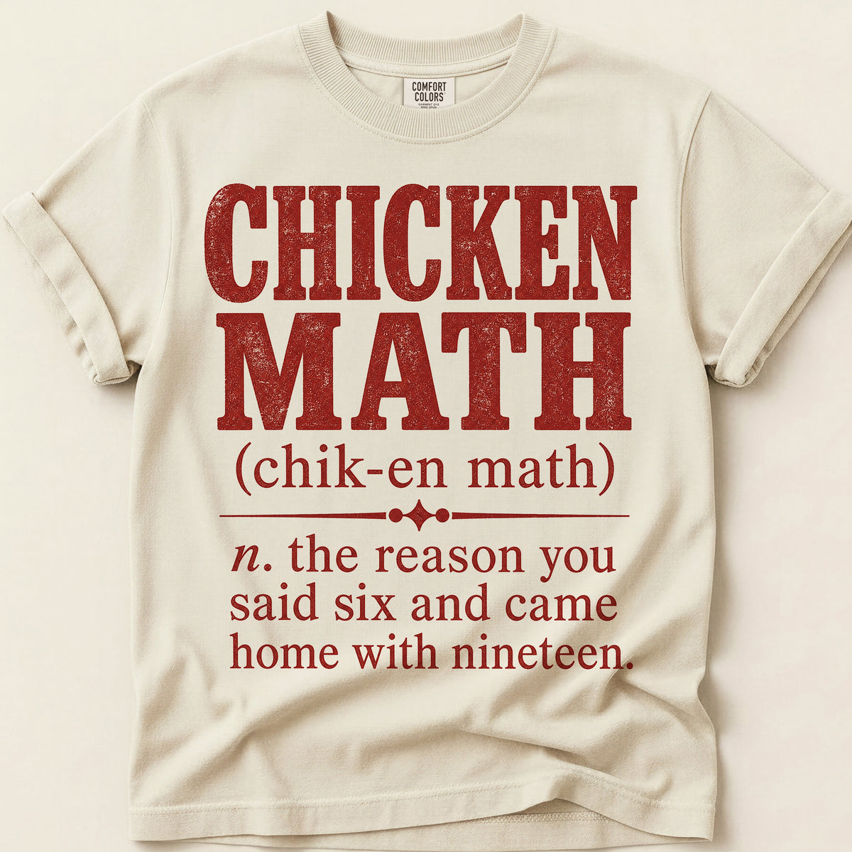 Chicken Math Definition T-Shirt on Ivory