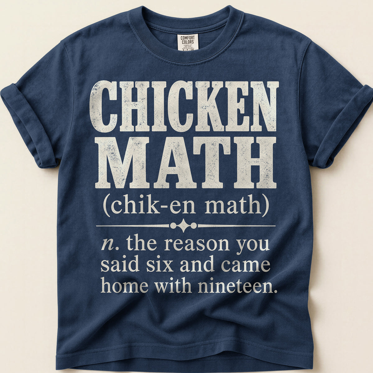 Chicken Math Definition T-Shirt on Navy