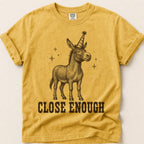 Close Enough Donkey T-Shirt on Mustard