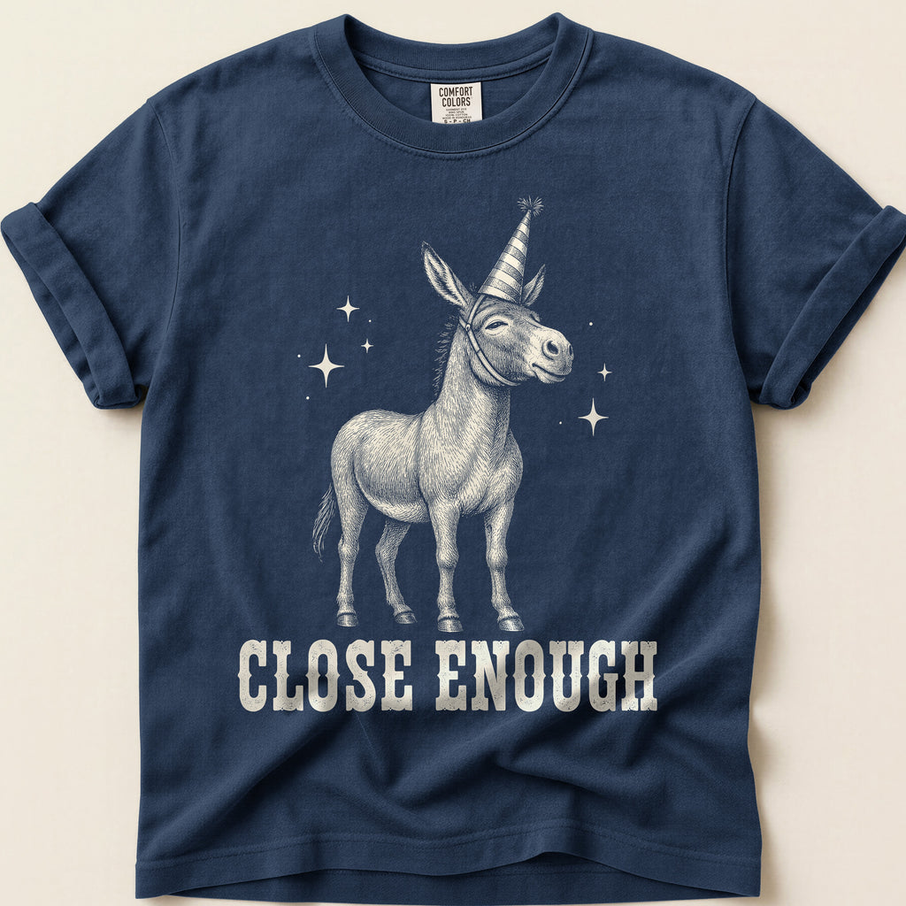 Close Enough Donkey T-Shirt on Navy
