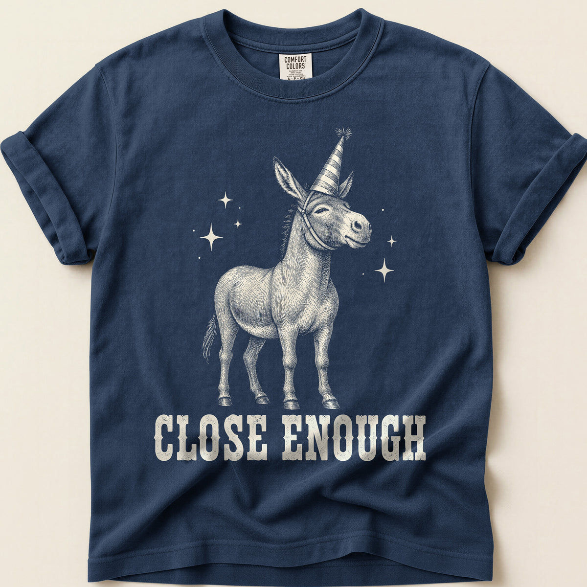 Close Enough Donkey T-Shirt on Navy
