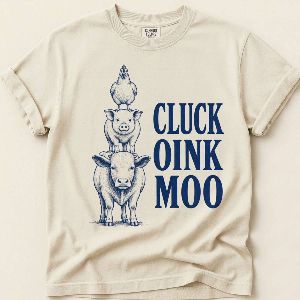Cluck Oink Moo on Ivory