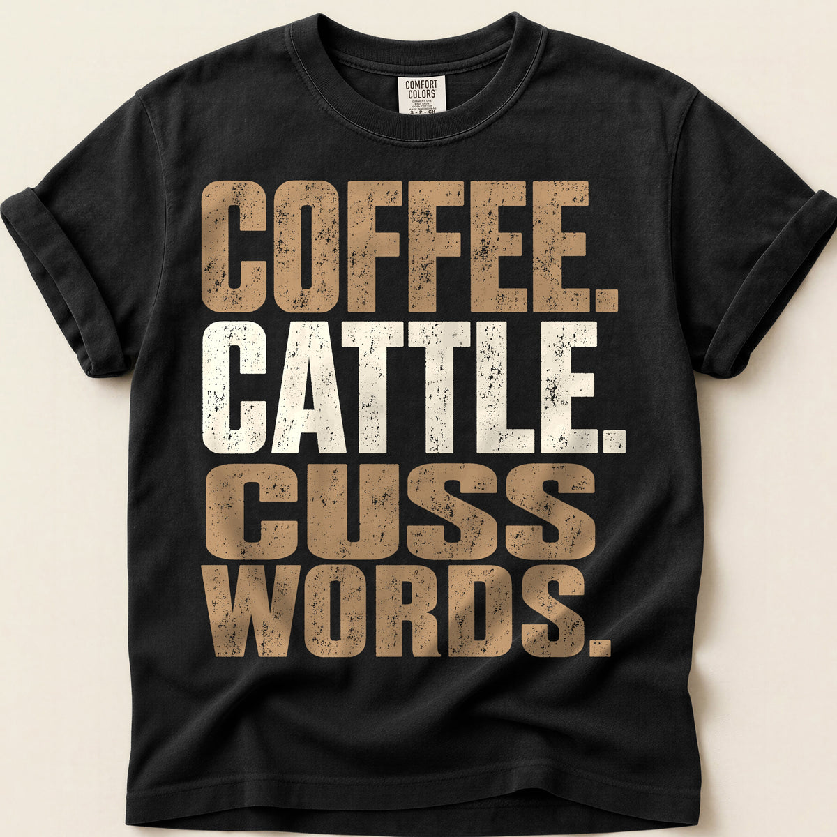 Coffee Cattle Cuss on Black