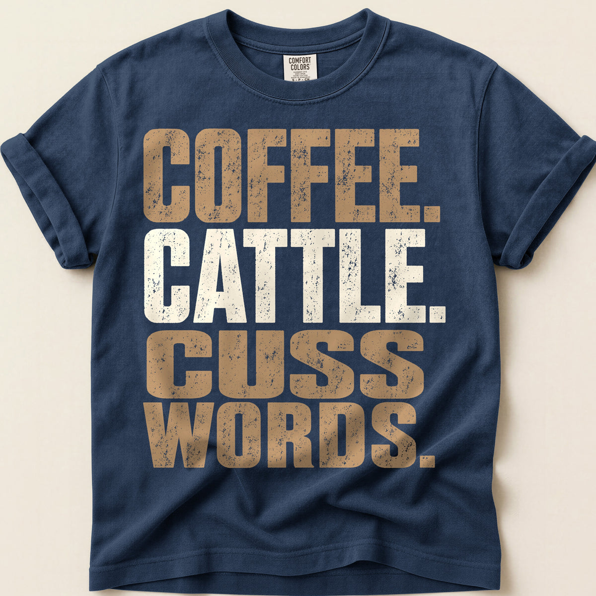 Coffee Cattle Cuss on Navy