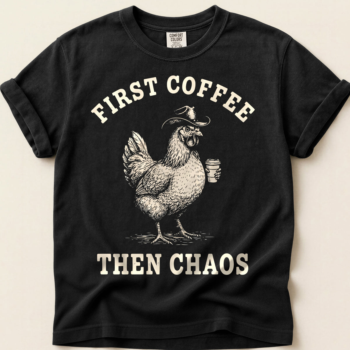 Coffee Chaos Hen on Black