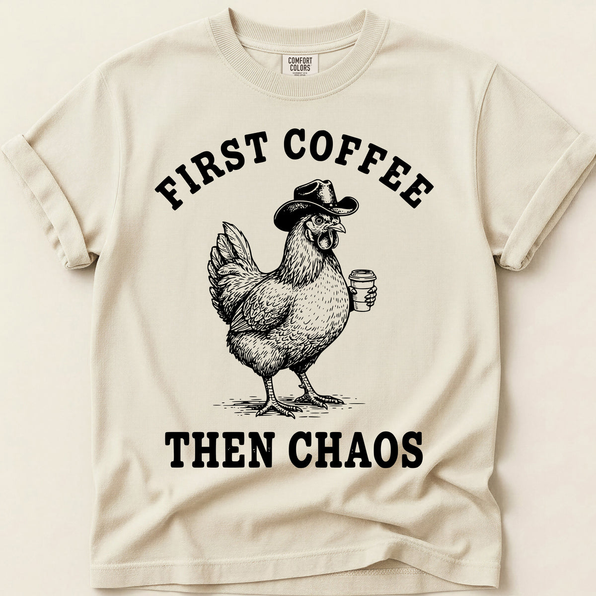 Coffee Chaos Hen on Ivory