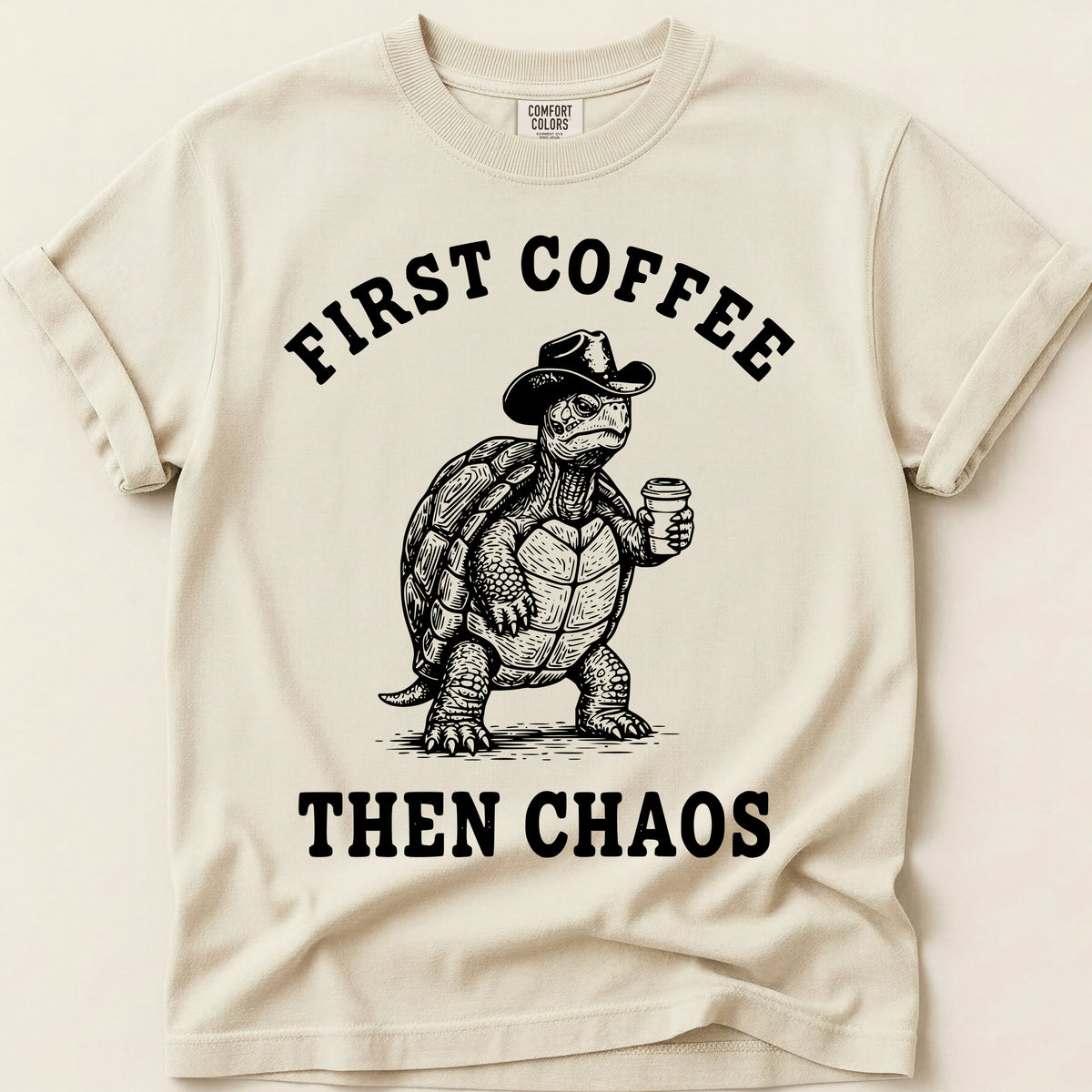 Coffee Chaos Turtle on Ivory