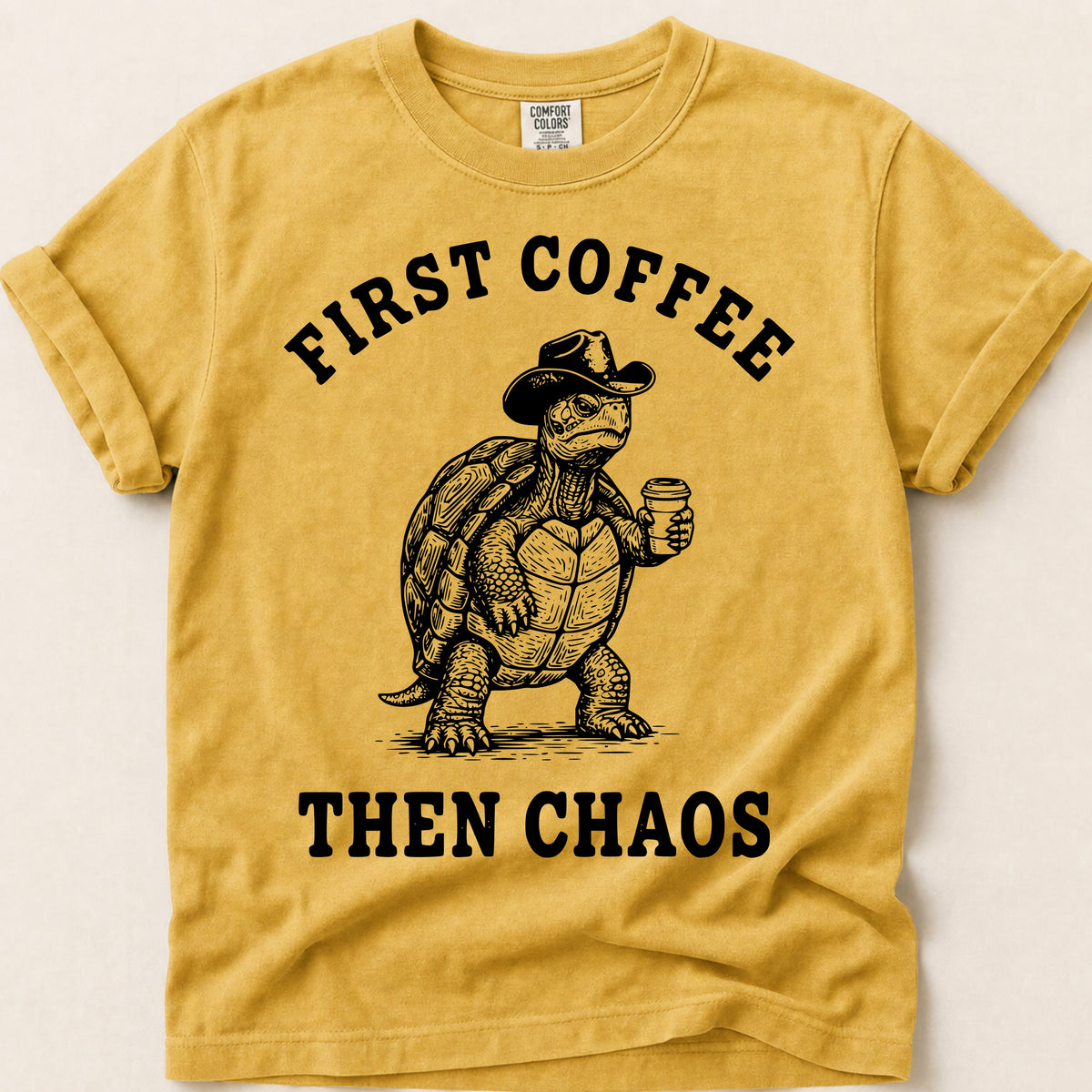 Coffee Chaos Turtle on Mustard