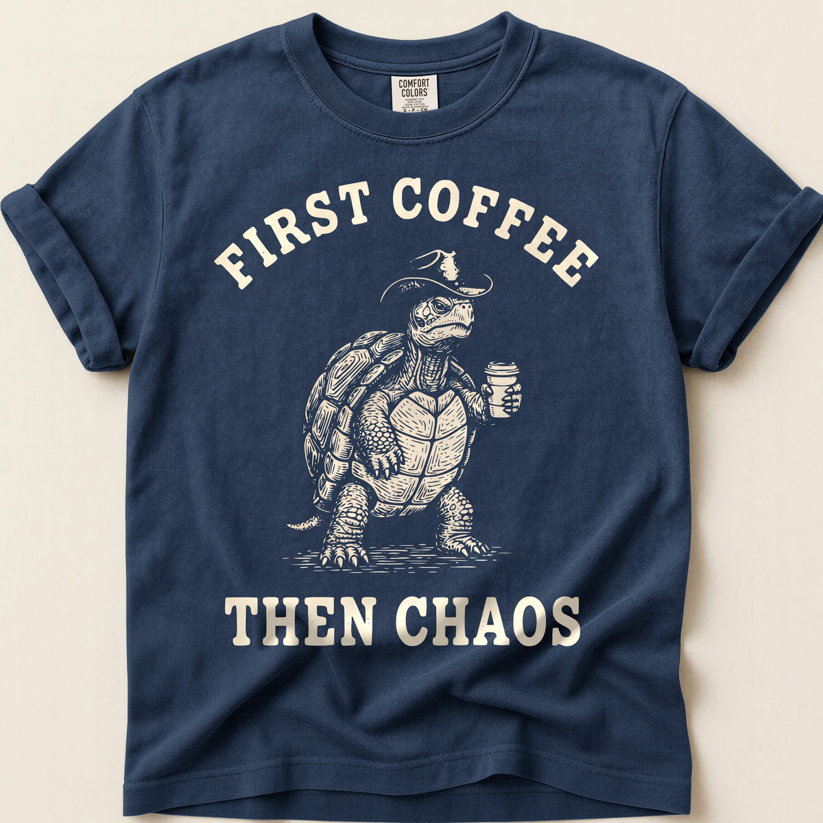 Coffee Chaos Turtle on Navy