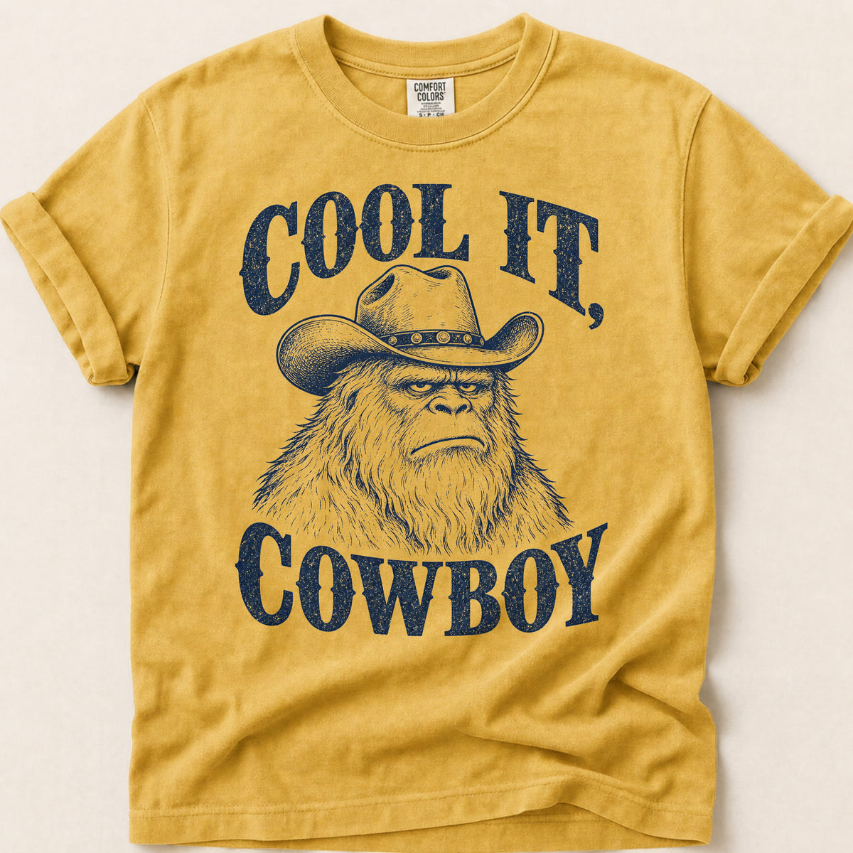 Cool It Bigfoot T-Shirt on Mustard