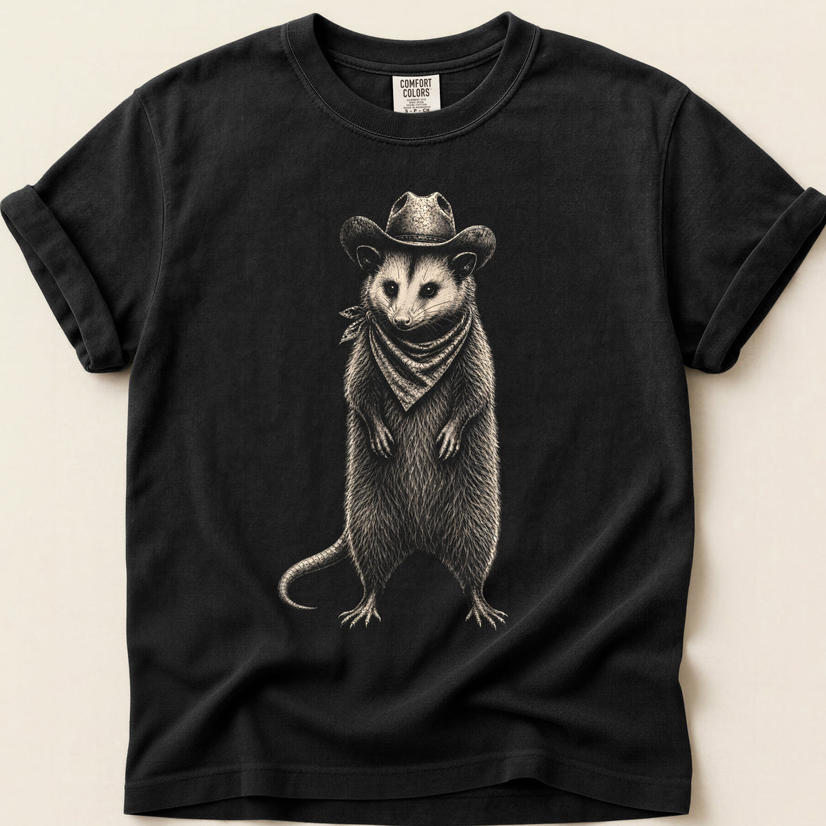 Cowboy Opossum on Black