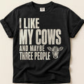 Cows And Three People T-Shirt on Black
