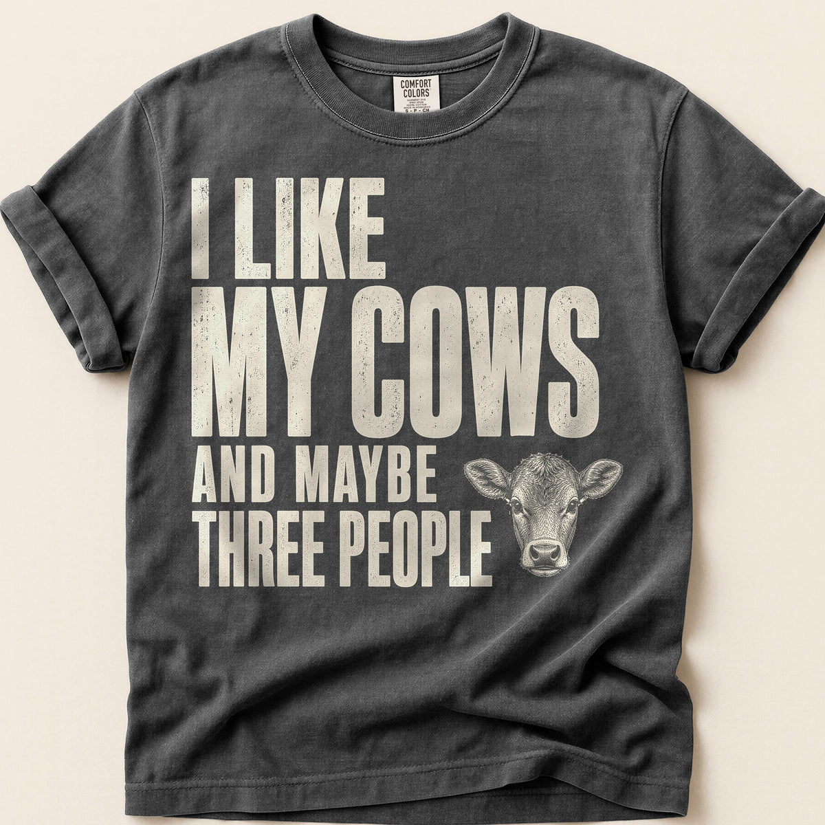 Cows And Three People T-Shirt on Pepper