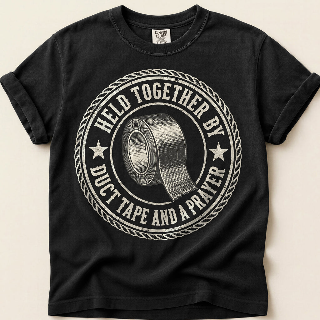 Duct Tape And A Prayer T-Shirt on Black