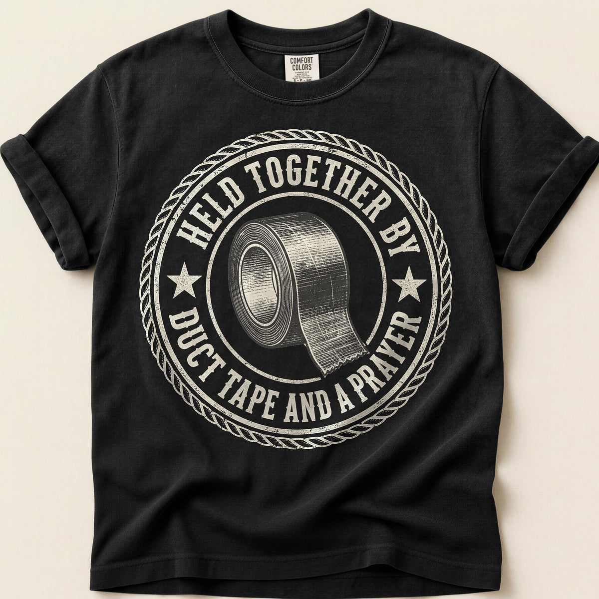 Duct Tape And A Prayer T-Shirt on Black