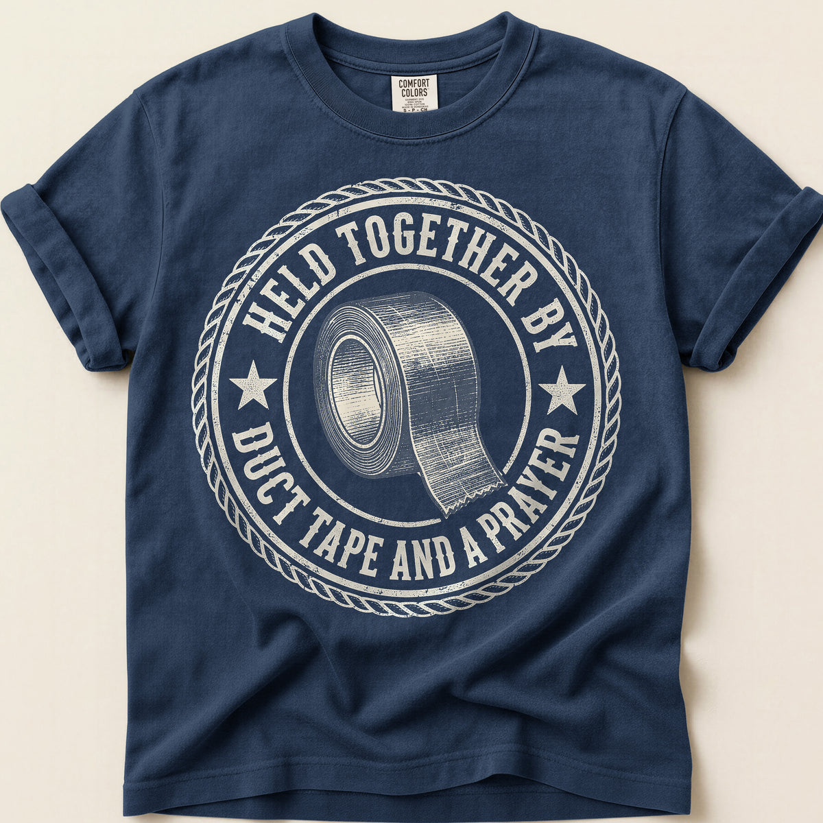 Duct Tape And A Prayer T-Shirt on Navy