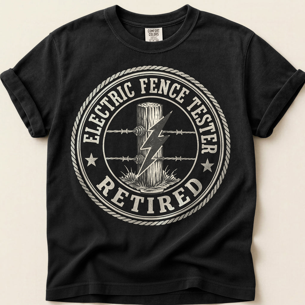 Electric Fence Tester T-Shirt on Black