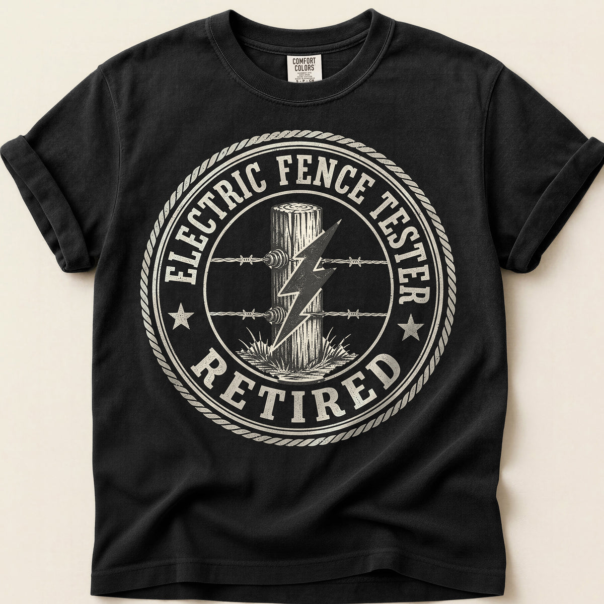 Electric Fence Tester T-Shirt on Black
