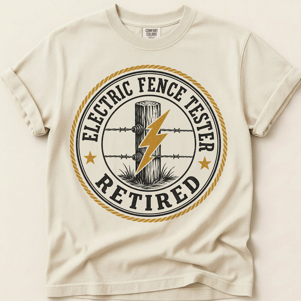 Electric Fence Tester T-Shirt on Ivory