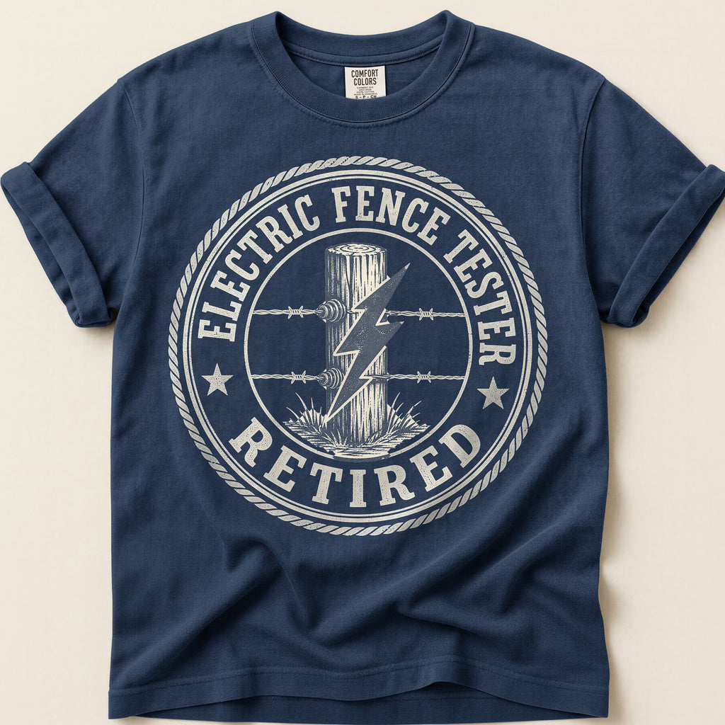 Electric Fence Tester T-Shirt on Navy
