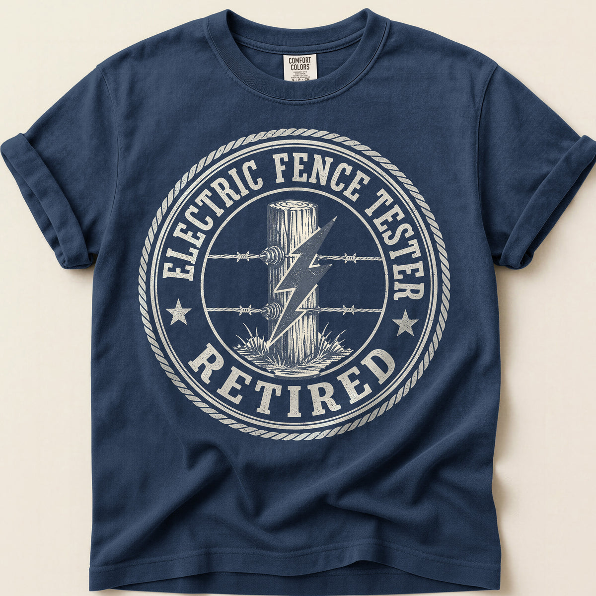 Electric Fence Tester T-Shirt on Navy