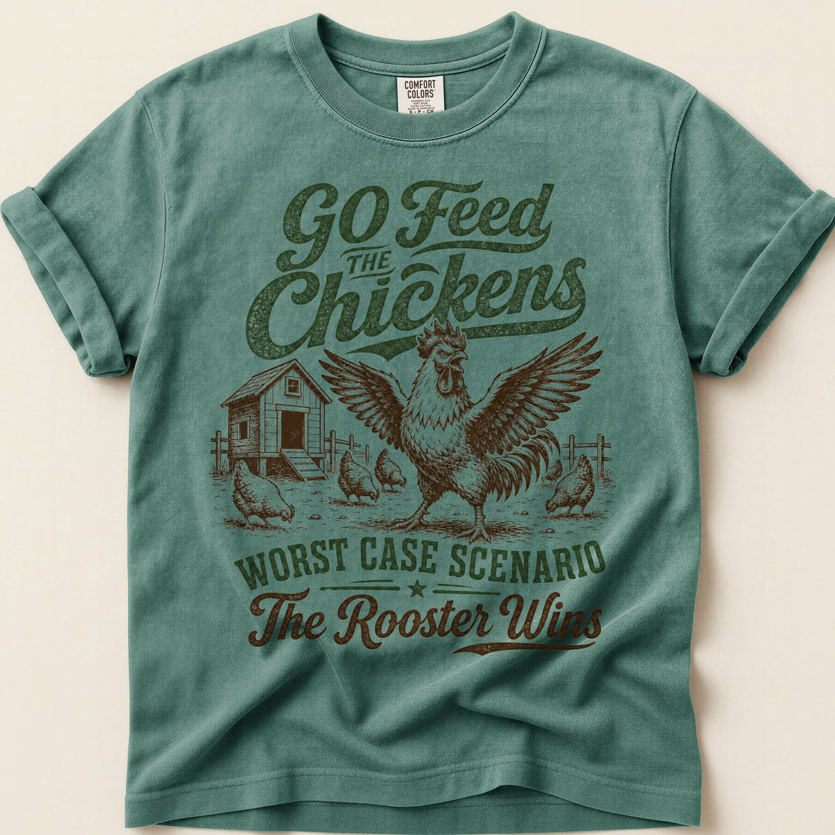 Feed The Chickens on Light Green
